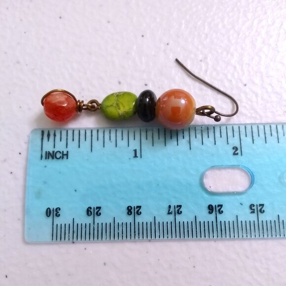 Colorful Handmade Fall Earrings - Mixed Semi-Precious Stone Beads - Seasonal - Picture 6 of 7